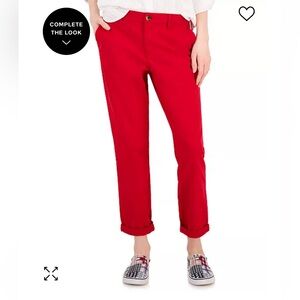 Tommy Hilfiger Chinos, Coral red, Cotton with a stretch. Belt loops. Size 2